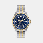 Garrett Men Quartz Blue Dial Multi-Function Stainless Steel Watch FS6146