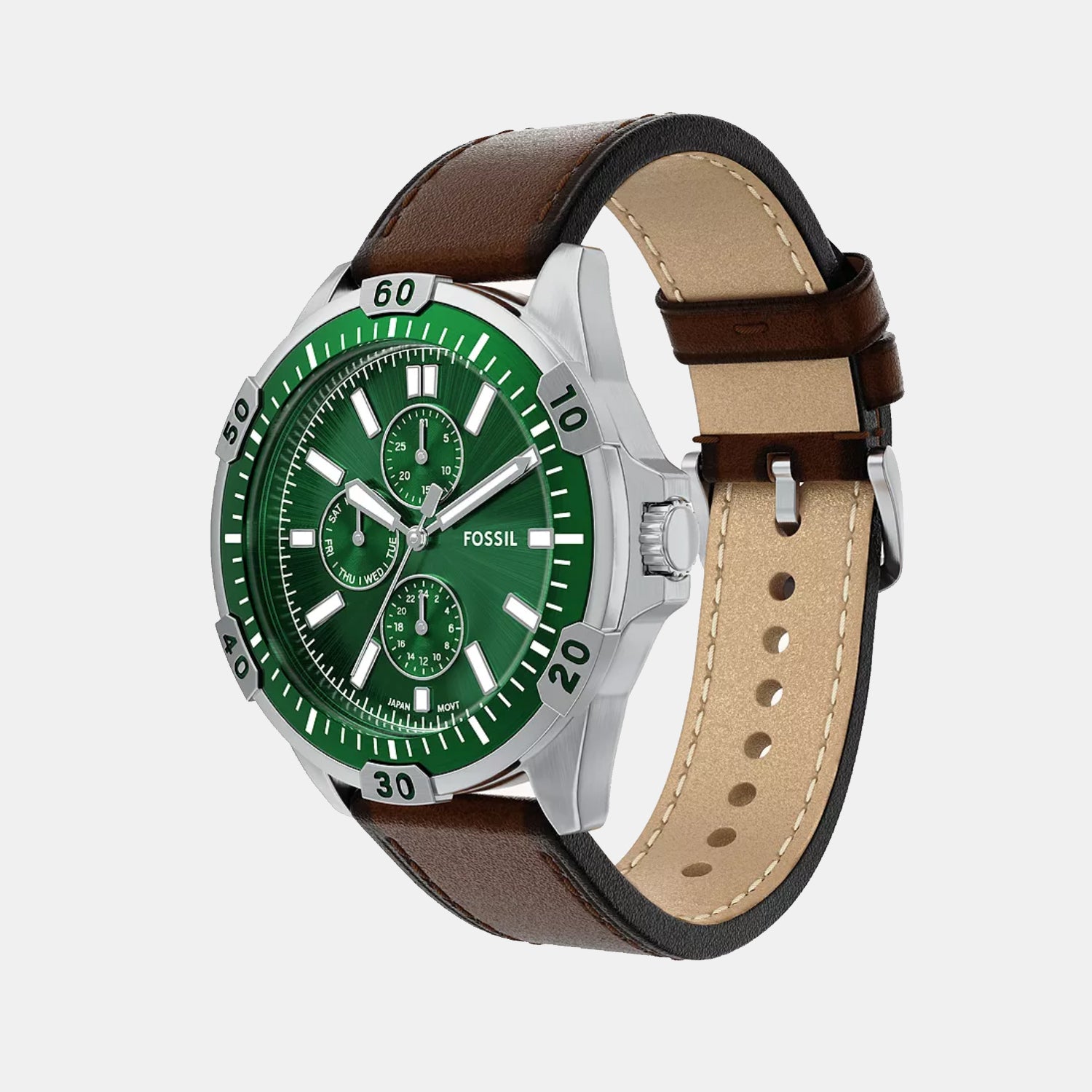 Garrett Men Quartz Green Dial Analog Leather Watch FS6147