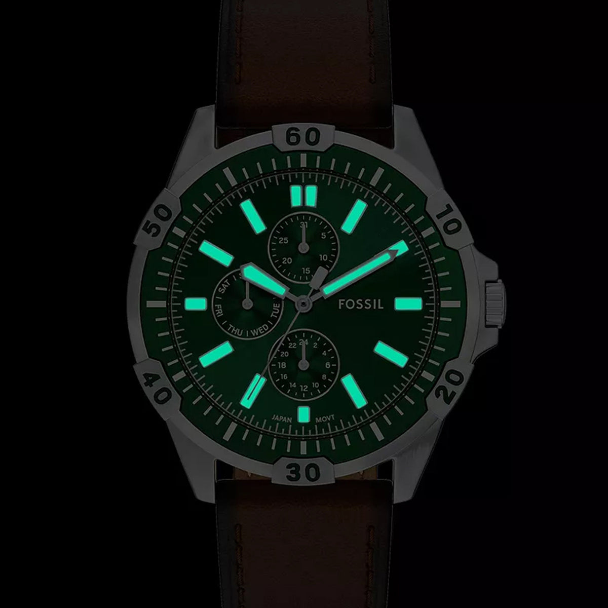 Garrett Men Quartz Green Dial Analog Leather Watch FS6147