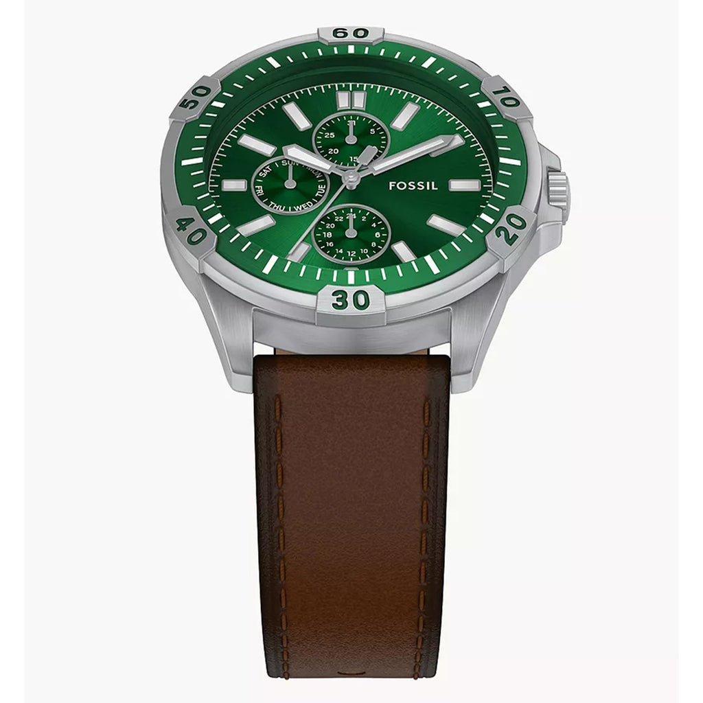 Garrett Men Quartz Green Dial Analog Leather Watch FS6147