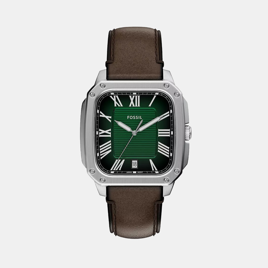 Crosby Men Quartz Green Dial Analog Leather Watch FS6150