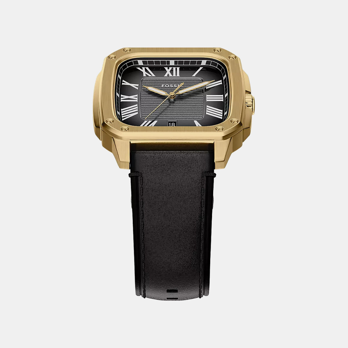 Crosby Men Quartz Black Dial Analog Leather Watch FS6151