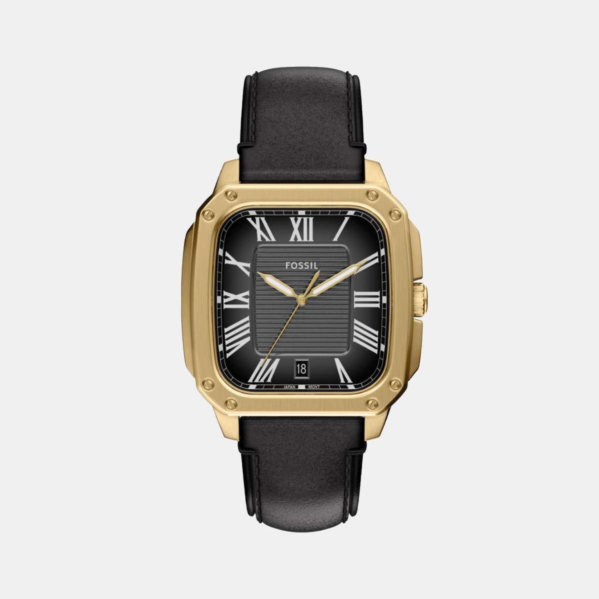 Crosby Men Quartz Black Dial Analog Leather Watch FS6151