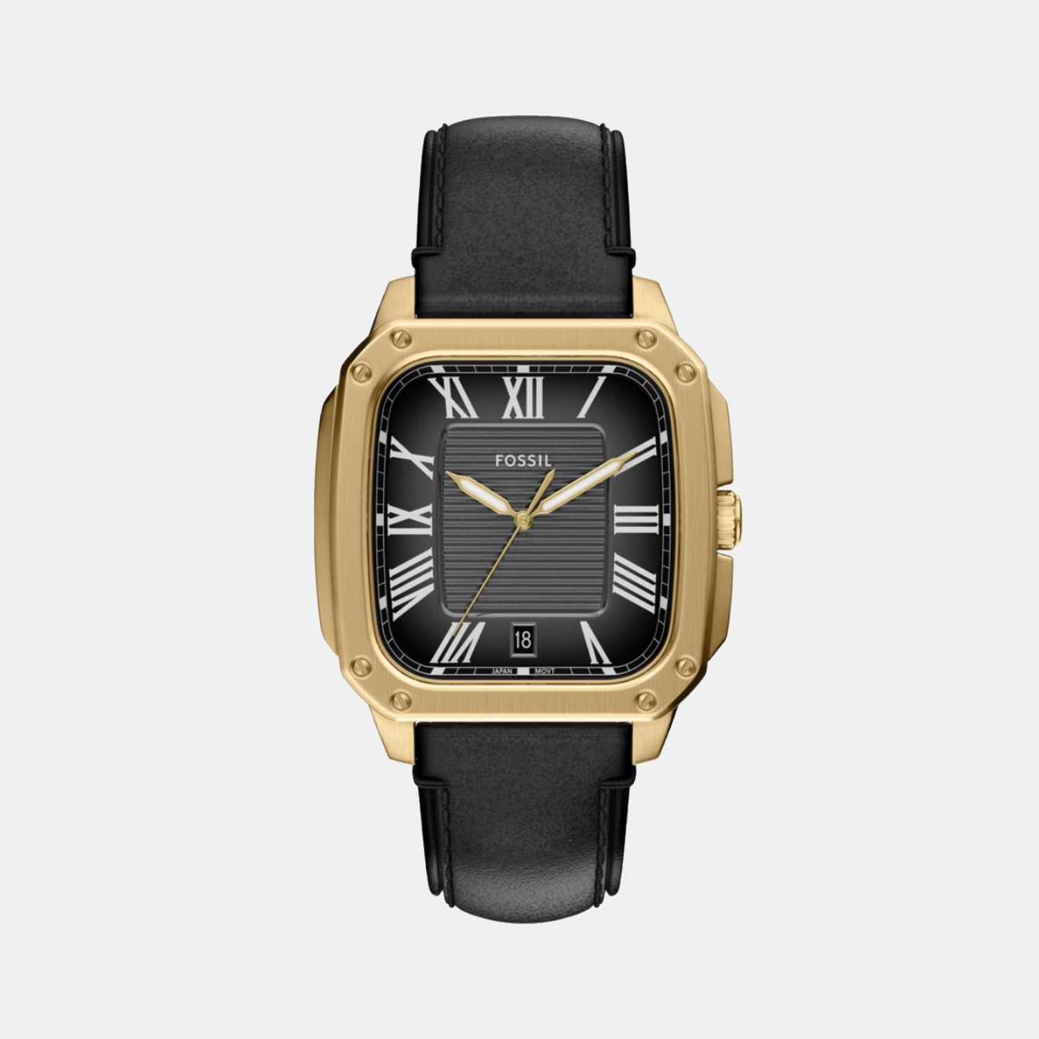 Crosby Men Quartz Black Dial Analog Leather Watch FS6151