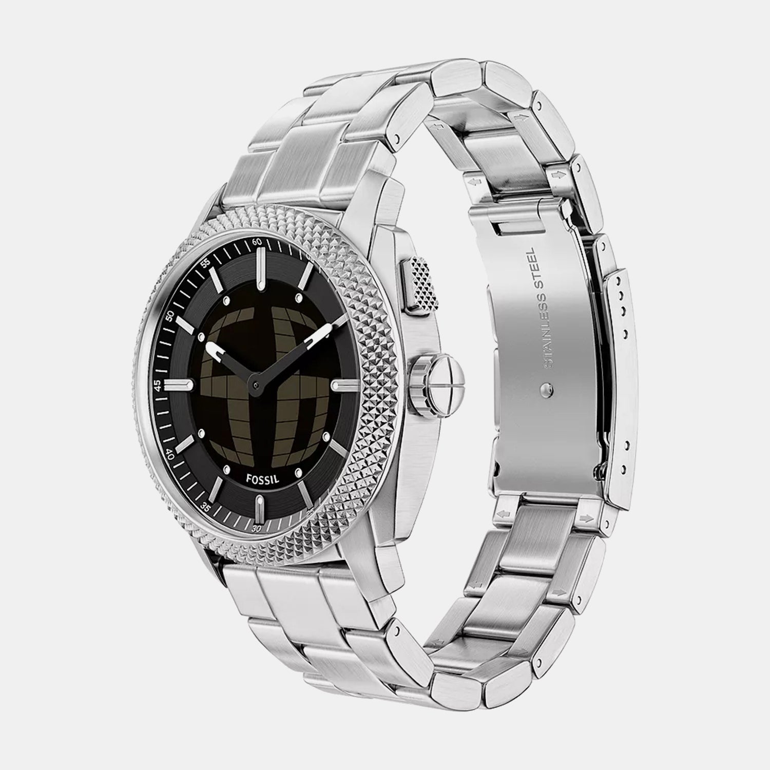 Machine Big Tic Men Quartz Black Dial Analog-Digital Stainless Steel Watch FS6155