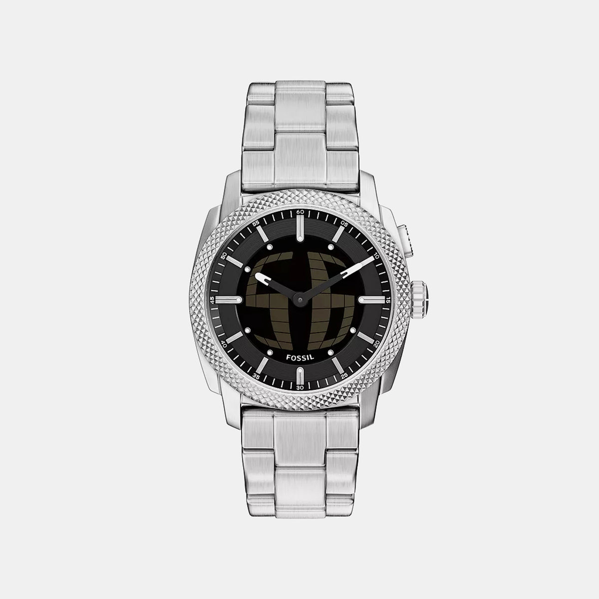 Machine Men Quartz Black Dial Analog-Digital Stainless Steel Watch FS6155