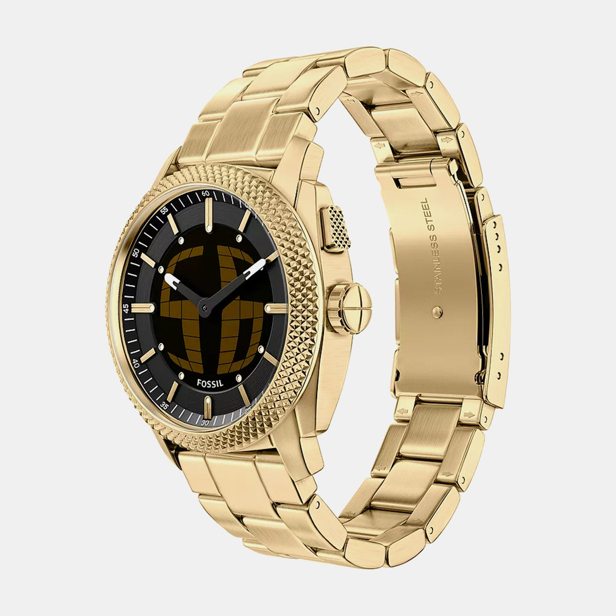 Machine Men Quartz Black Dial Analog-Digital Stainless Steel Watch FS6157