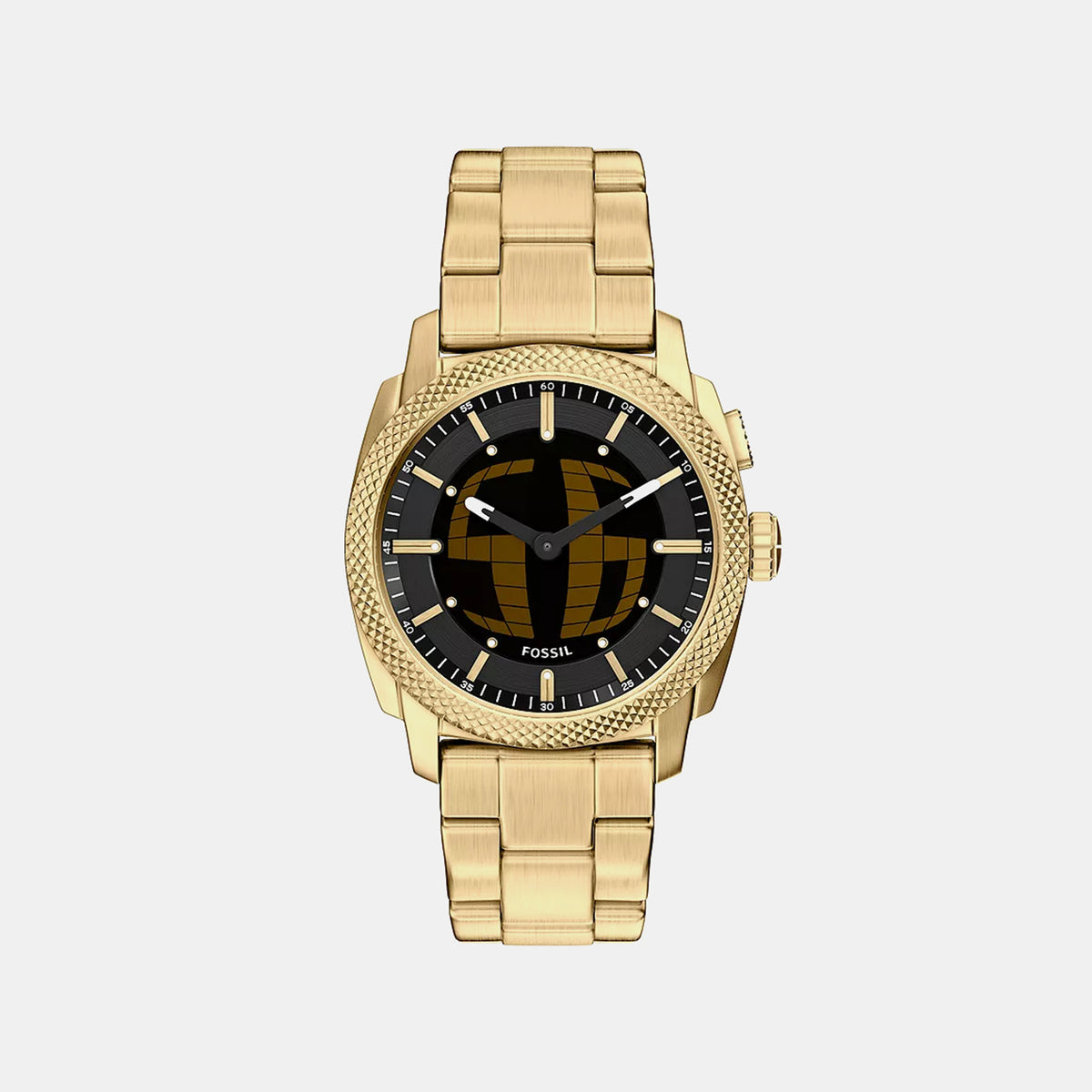 Machine Men Quartz Black Dial Analog-Digital Stainless Steel Watch FS6157
