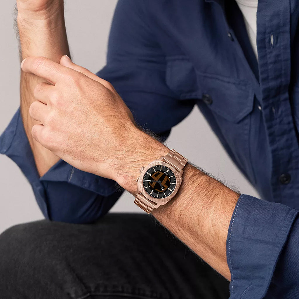 Machine Big Tic Men Quartz Black Dial Analog-Digital Stainless Steel Watch FS6158