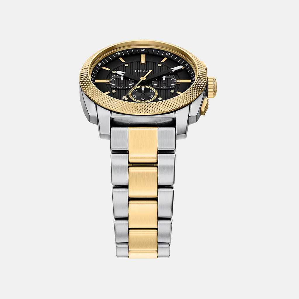 Men Quartz Black Dial Chronograph Stainless Steel Watch FS6159