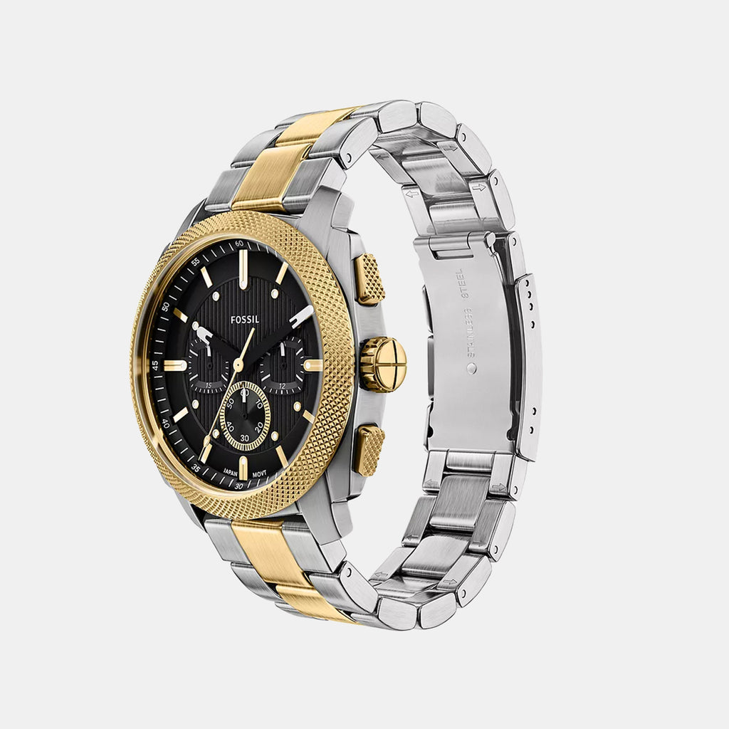 Men Quartz Black Dial Chronograph Stainless Steel Watch FS6159