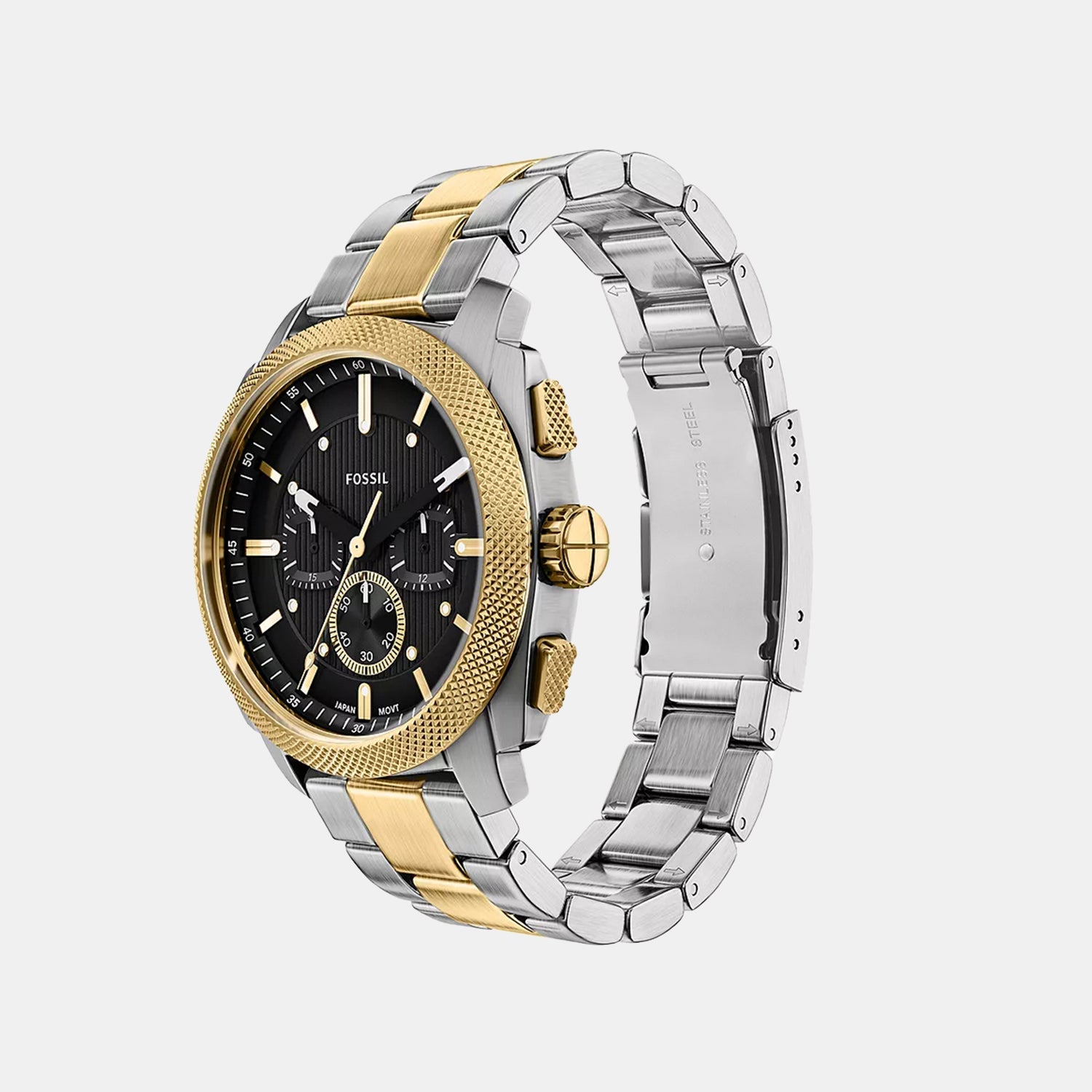 Men Quartz Black Dial Chronograph Stainless Steel Watch FS6159