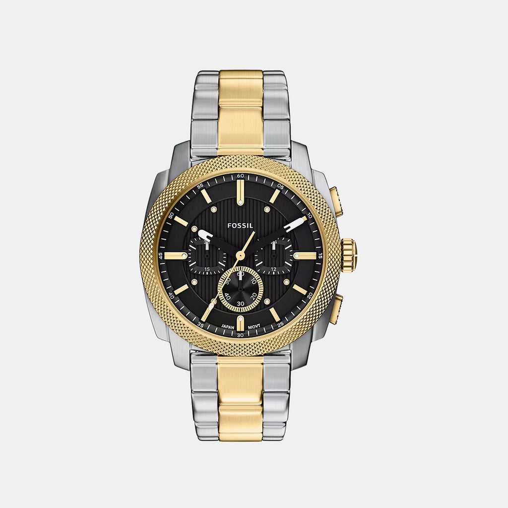 Men Quartz Black Dial Chronograph Stainless Steel Watch FS6159