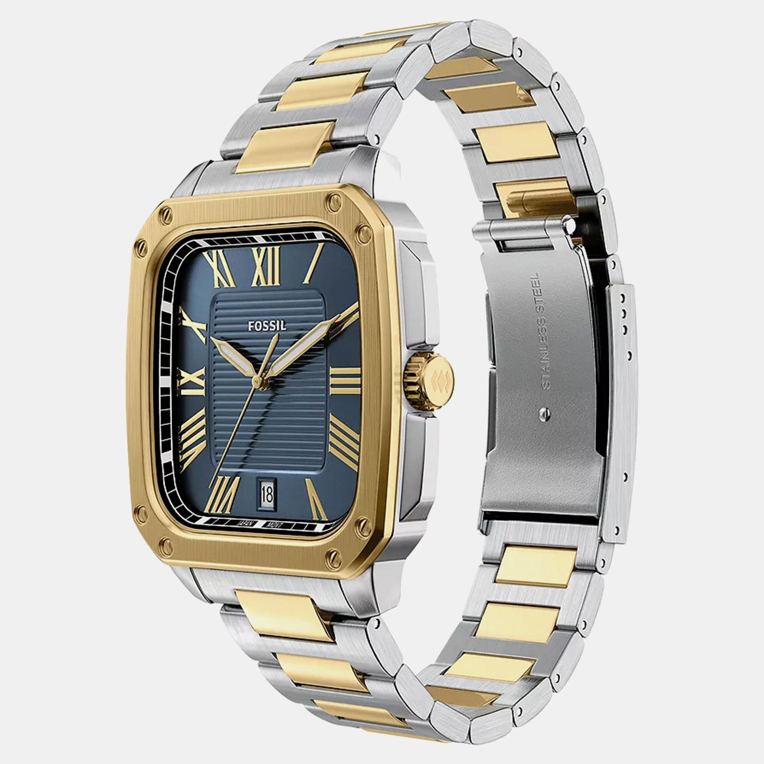 Crosby Men Quartz Blue Dial Analog Stainless Steel Watch FS6161