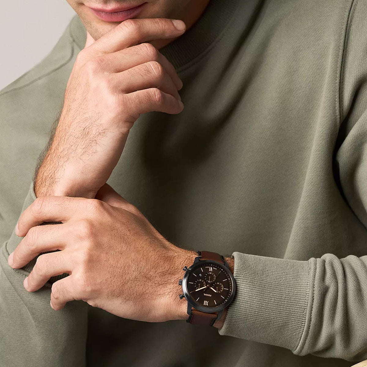 Neutra Men Quartz Black Dial Chronograph Leather Watch FS6163