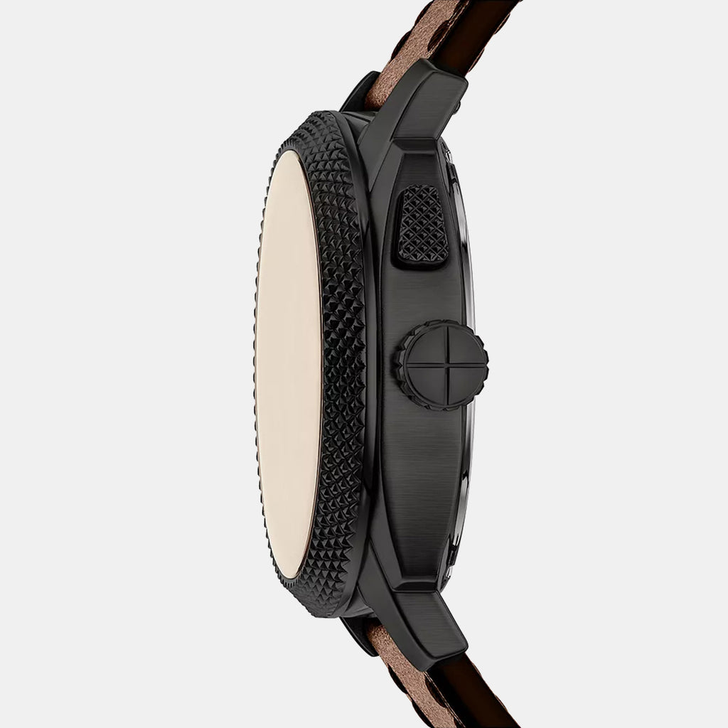 Machine Big Tic Men Quartz Black Dial Analog-Digital Leather Watch FS6165