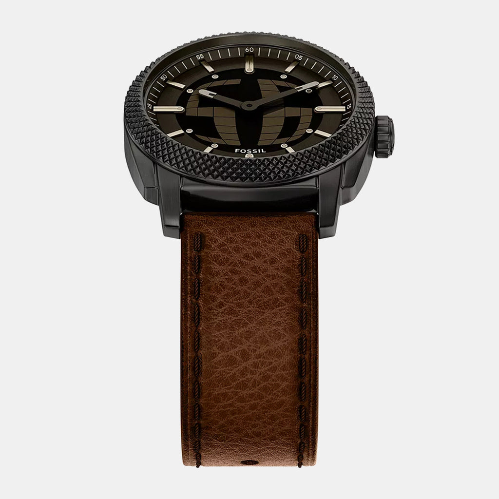 Machine Big Tic Men Quartz Black Dial Analog-Digital Leather Watch FS6165