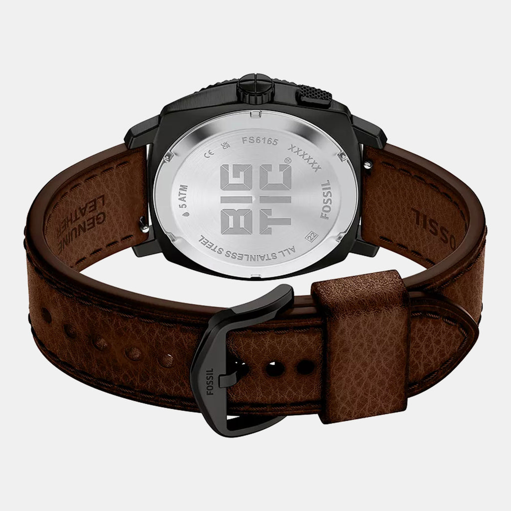Machine Big Tic Men Quartz Black Dial Analog-Digital Leather Watch FS6165