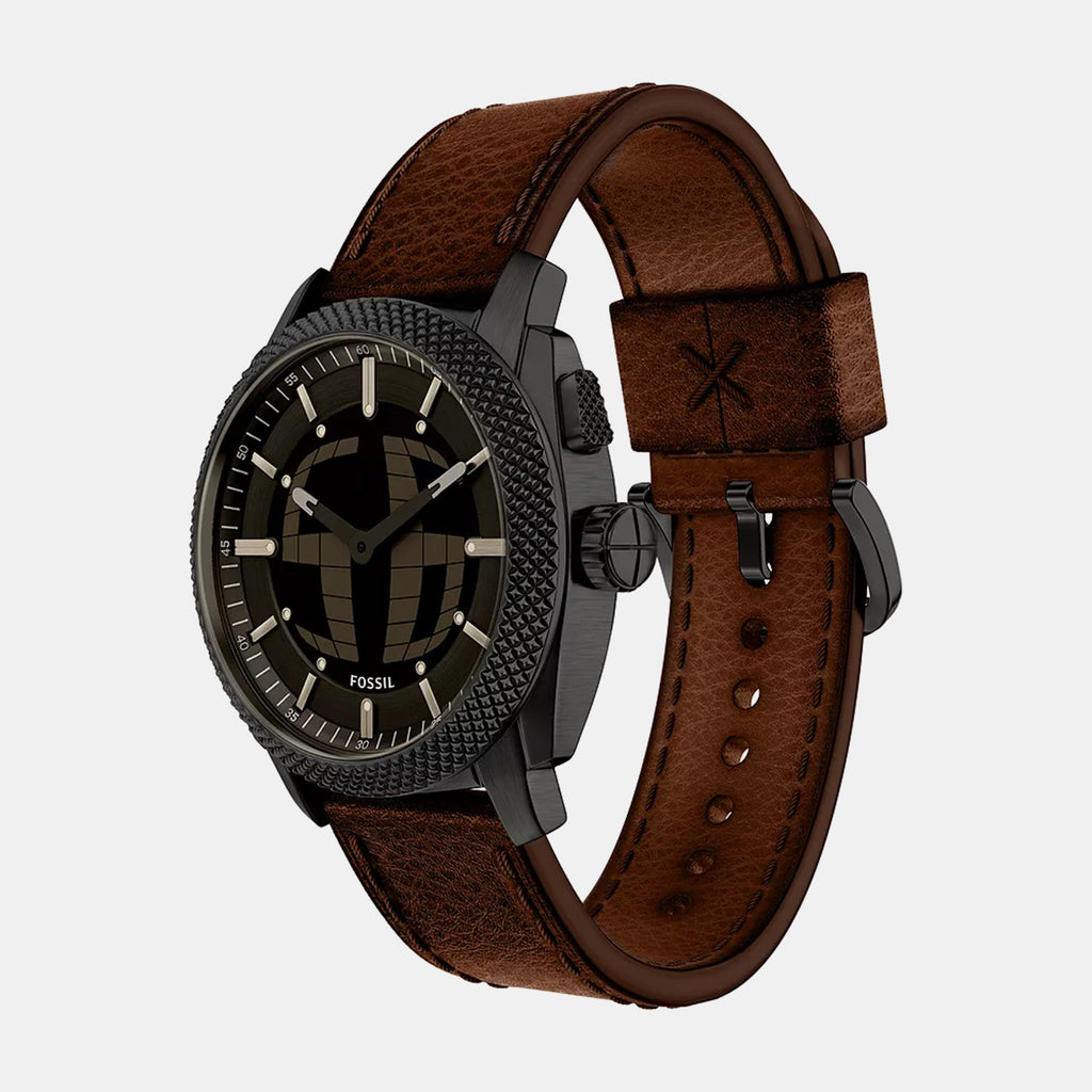 Machine Big Tic Men Quartz Black Dial Analog-Digital Leather Watch FS6165