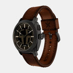 Machine Big Tic Men Quartz Black Dial Analog-Digital Leather Watch FS6165
