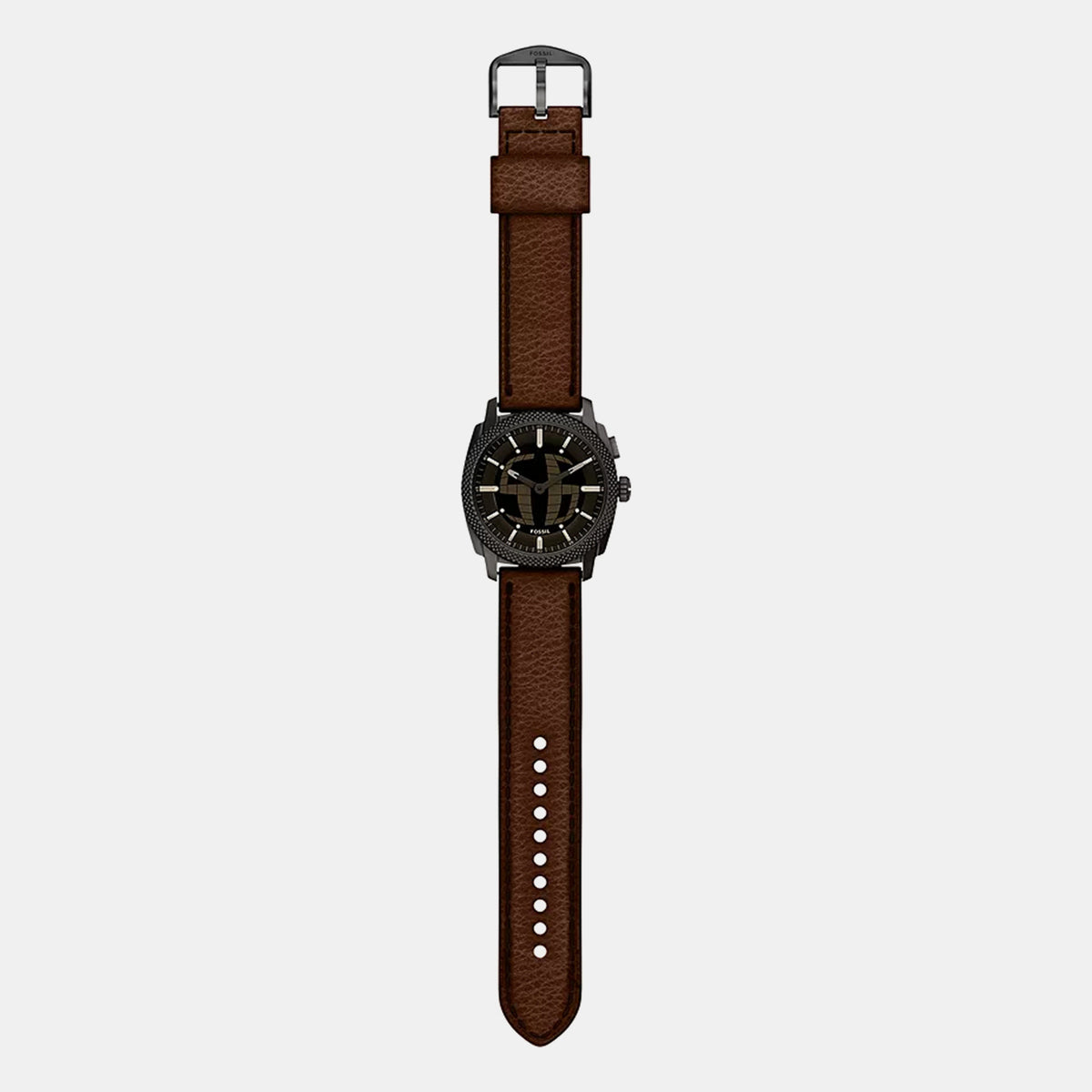 Machine Men Quartz Black Dial Analog-Digital Leather Watch FS6165