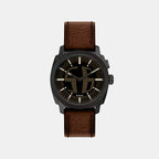 Machine Big Tic Men Quartz Black Dial Analog-Digital Leather Watch FS6165