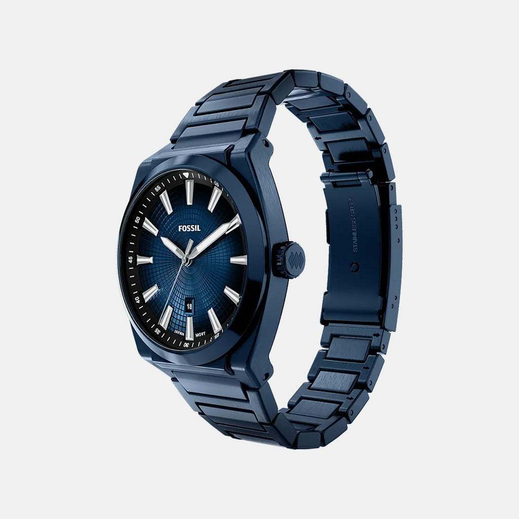 Everett Men Quartz Blue Dial Analog Stainless Steel Watch FS6169