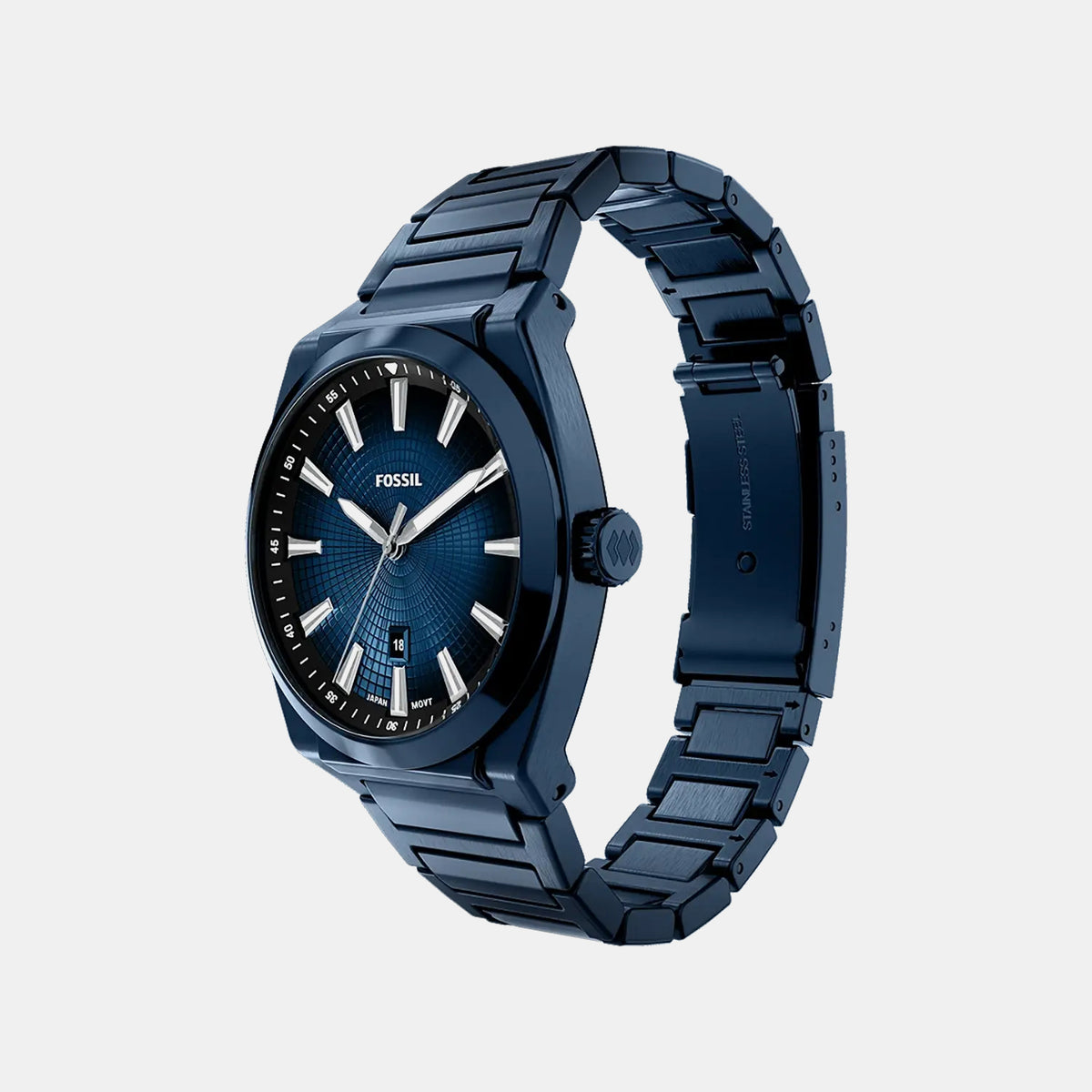 Everett Men Quartz Blue Dial Analog Stainless Steel Watch FS6169