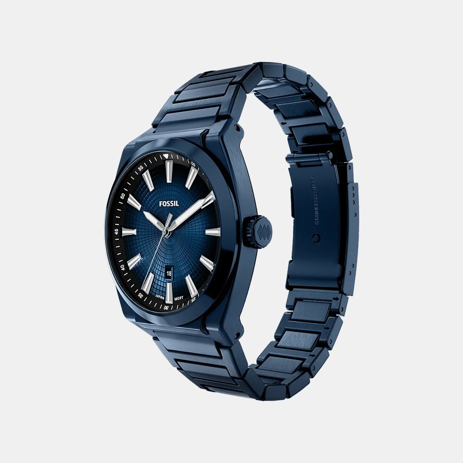 Everett Men Quartz Blue Dial Analog Stainless Steel Watch FS6169