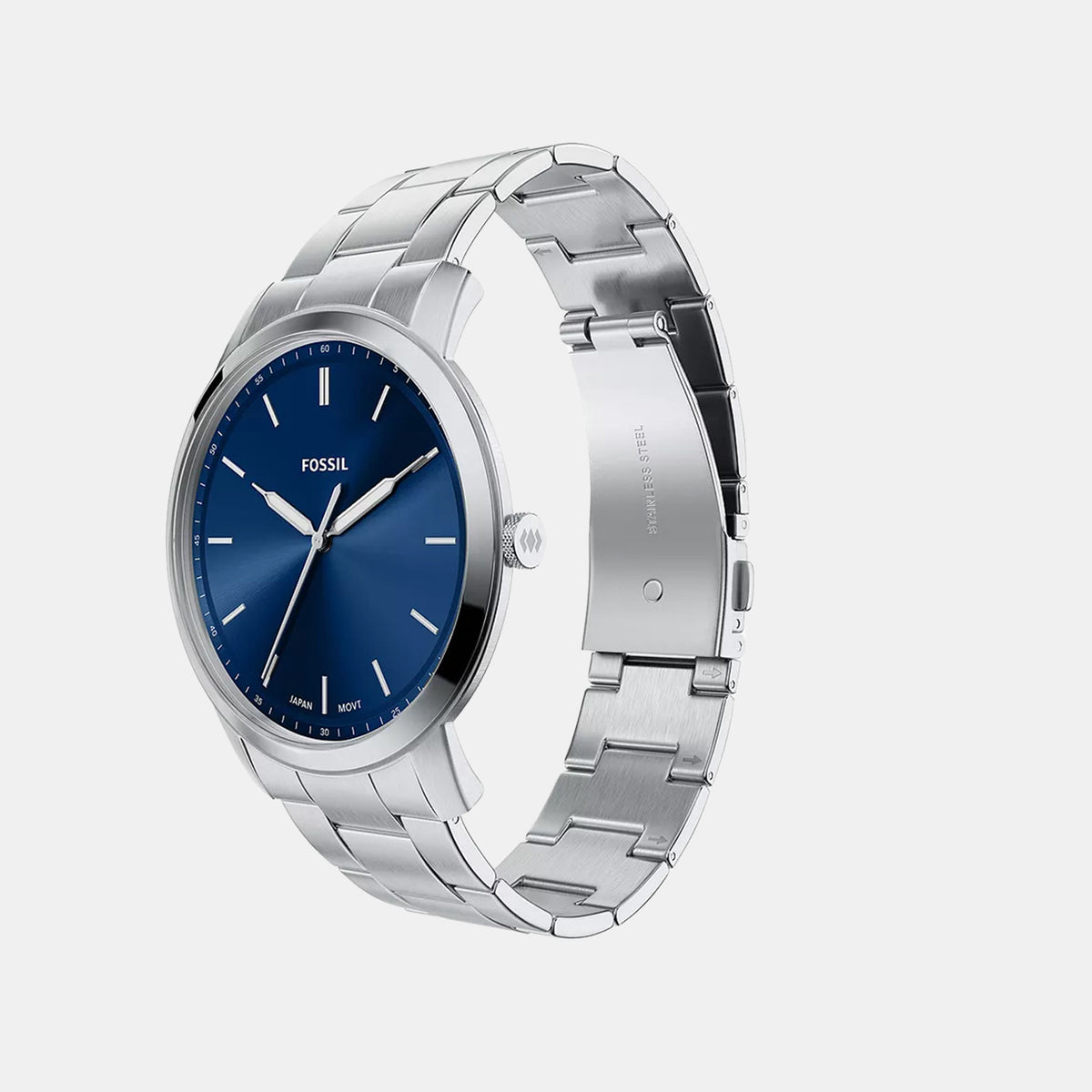 Minimalist Men Quartz Blue Dial Analog Stainless Steel Watch FS6180