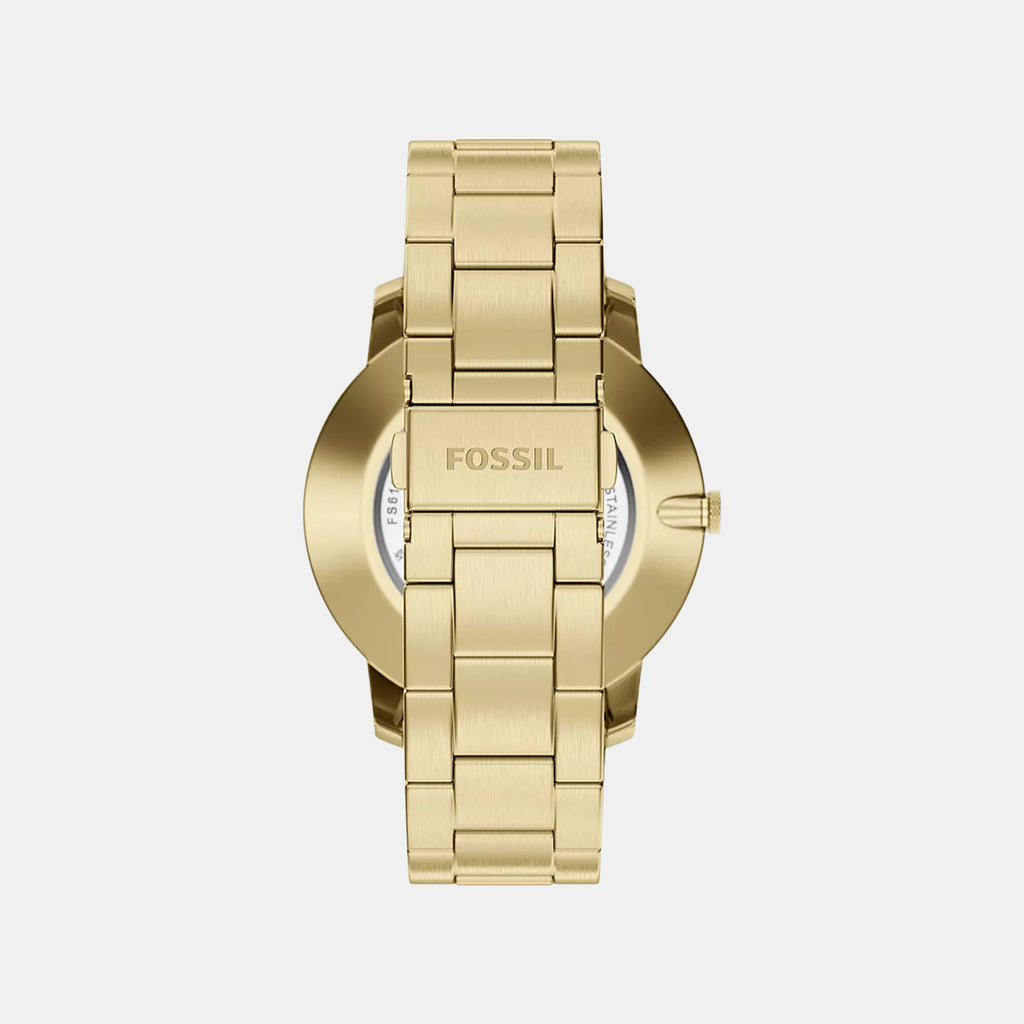 Minimalist Men Quartz Gold Dial Analog Stainless Steel Watch FS6181