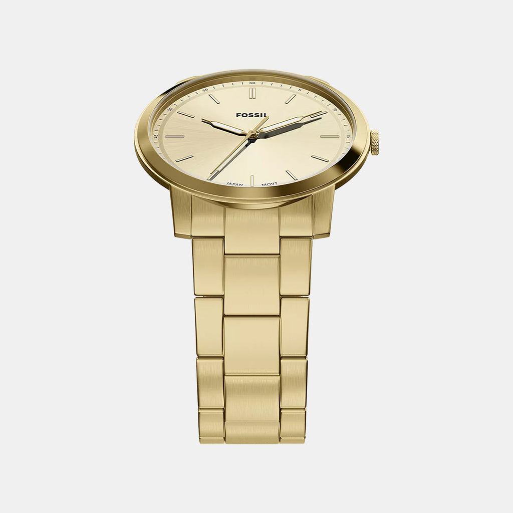 Minimalist Men Quartz Gold Dial Analog Stainless Steel Watch FS6181