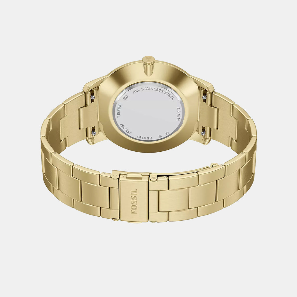 Minimalist Men Quartz Gold Dial Analog Stainless Steel Watch FS6181