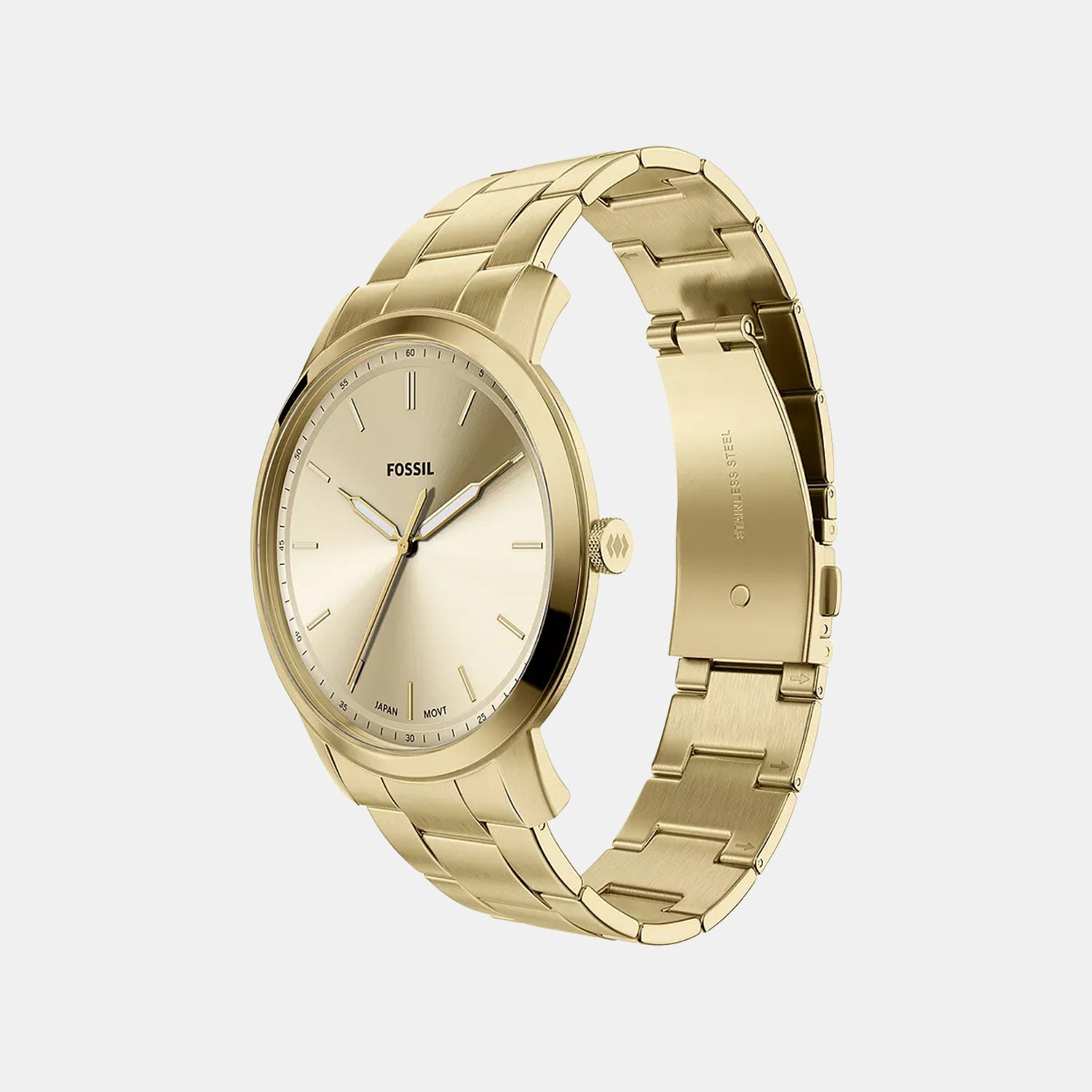 Minimalist Men Quartz Gold Dial Analog Stainless Steel Watch FS6181
