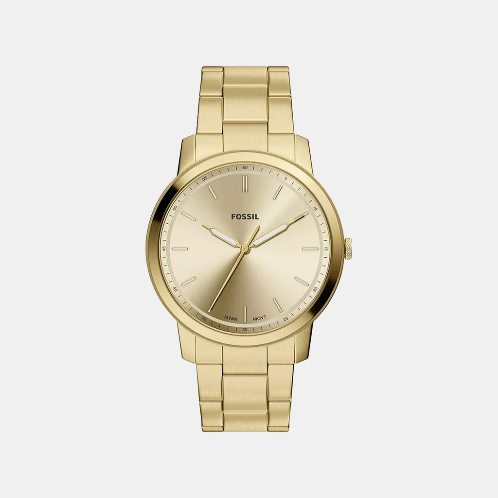 Minimalist Men Quartz Gold Dial Analog Stainless Steel Watch FS6181