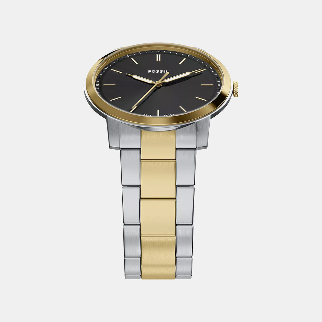 Minimalist Men Quartz Black Dial Analog Stainless Steel Watch FS6182