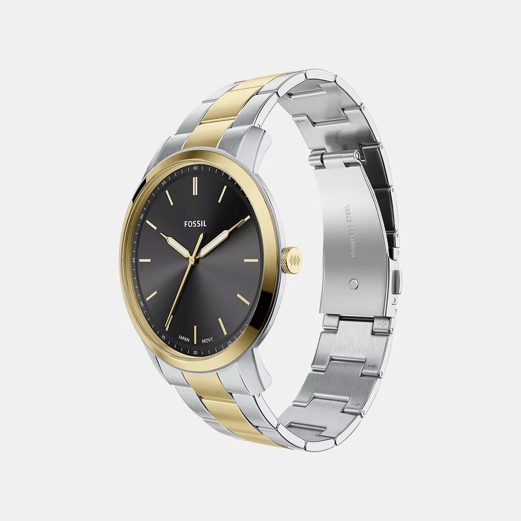Minimalist Men Quartz Black Dial Analog Stainless Steel Watch FS6182