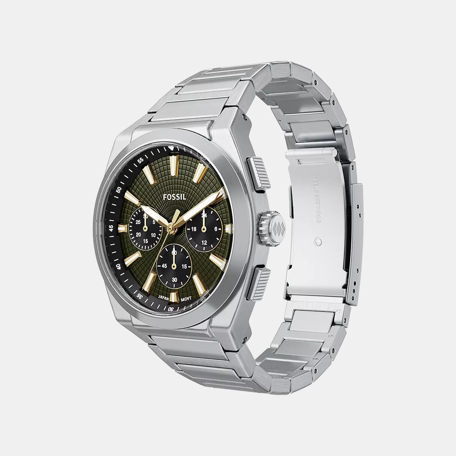 Everett Men Quartz Green Dial Chronograph Stainless Steel Watch FS6183
