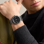 Machine Men Quartz Black Dial Analog Stainless Steel Watch FS6185