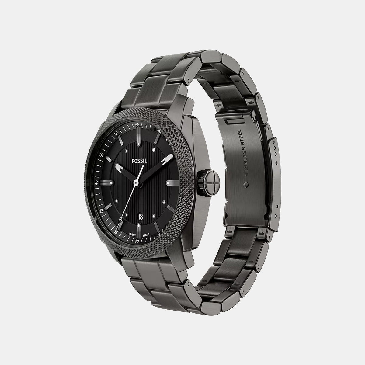 Machine Men Quartz Black Dial Analog Stainless Steel Watch FS6185