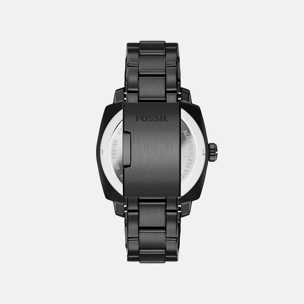 Machine Men Quartz Black Dial Analog Stainless Steel Watch FS6186