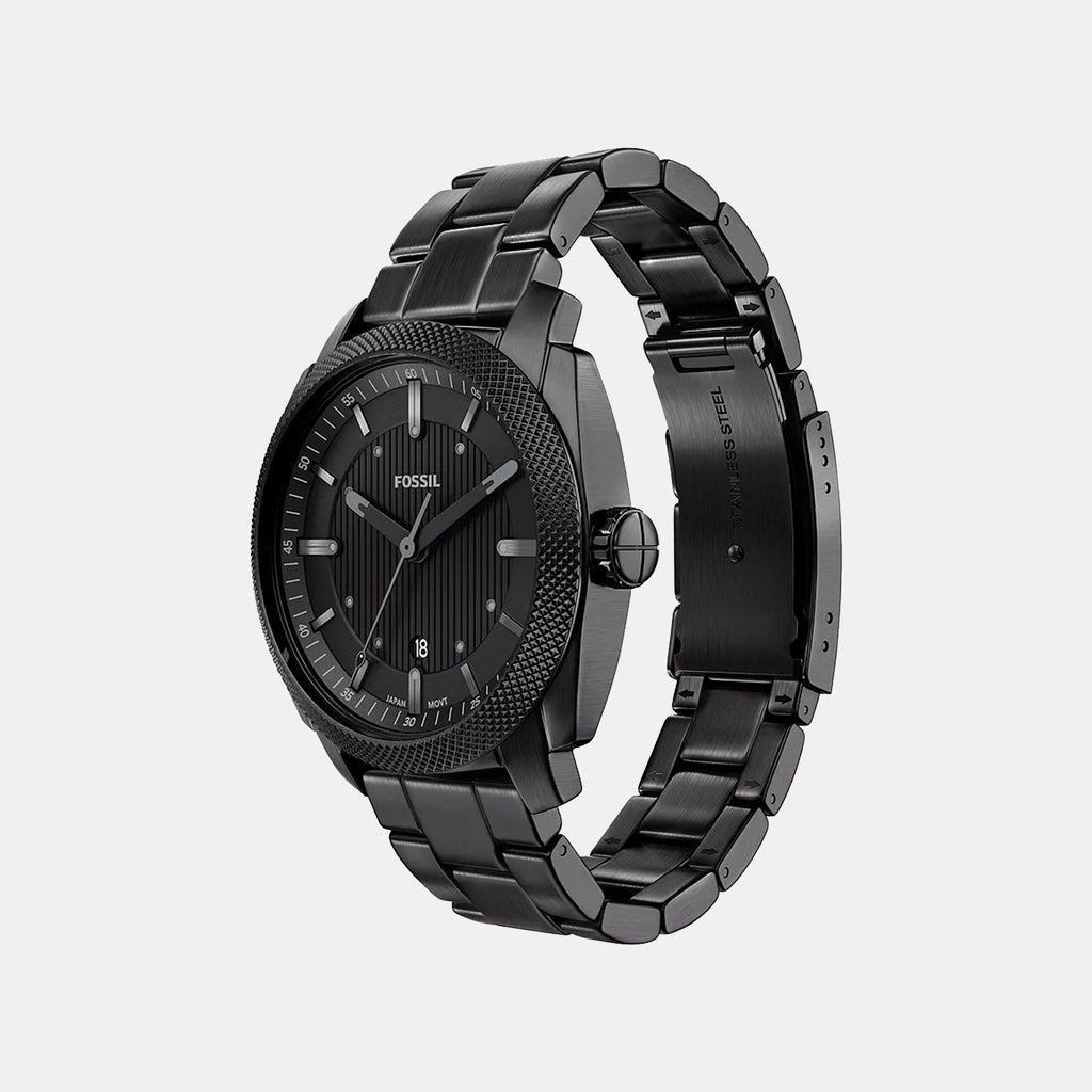 Machine Men Quartz Black Dial Analog Stainless Steel Watch FS6186