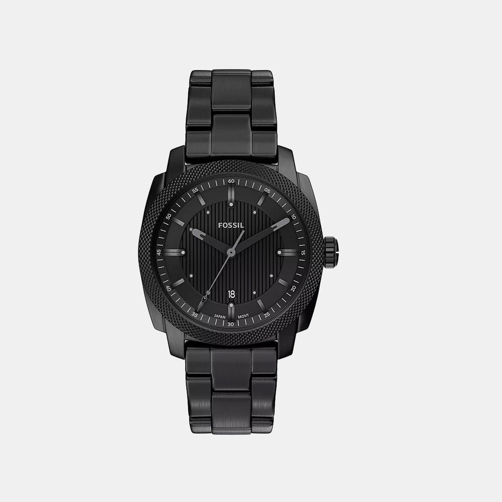 Machine Men Quartz Black Dial Analog Stainless Steel Watch FS6186