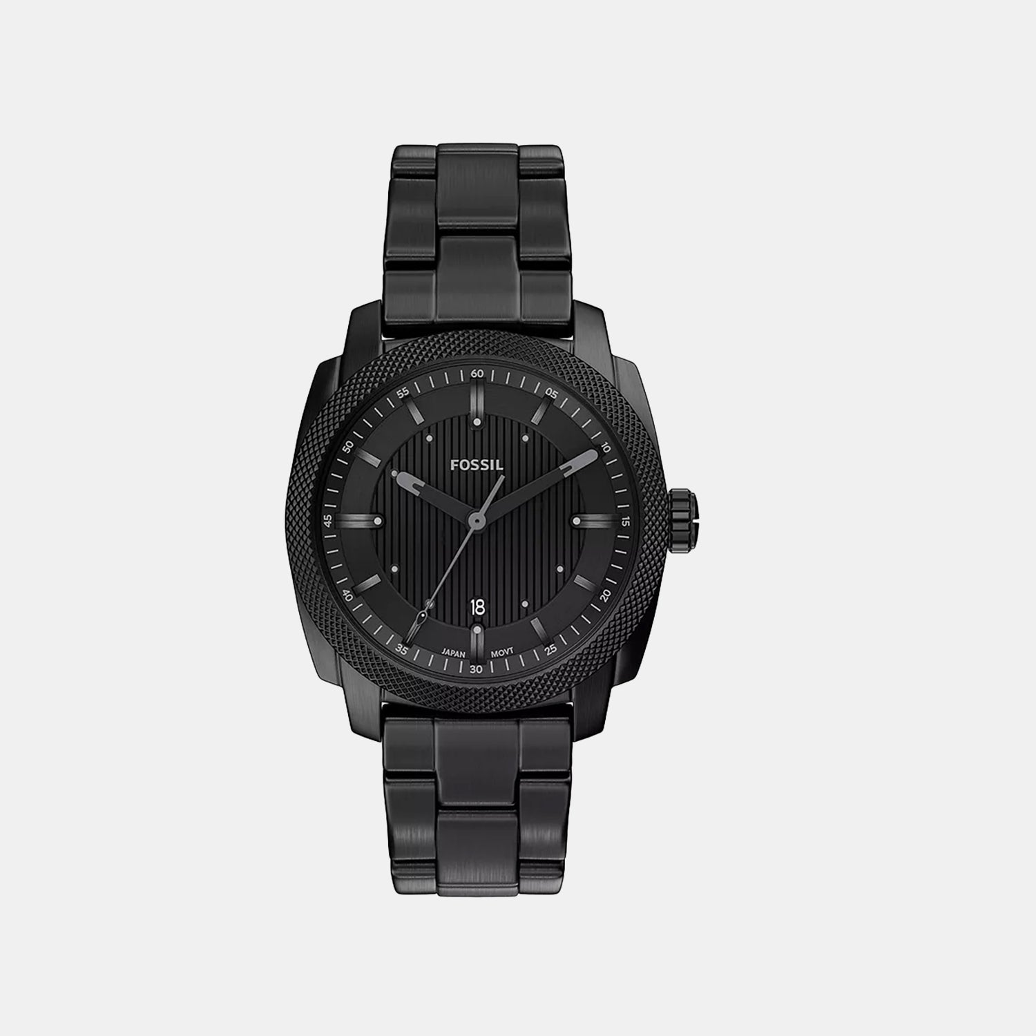 Machine Men Quartz Black Dial Analog Stainless Steel Watch FS6186