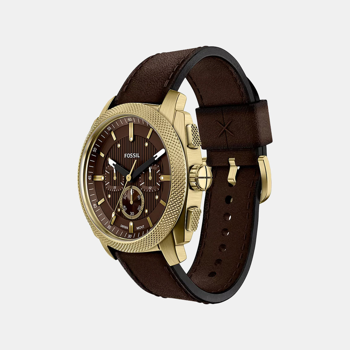 Machine Men Quartz Brown Dial Chronograph Leather Watch FS6188