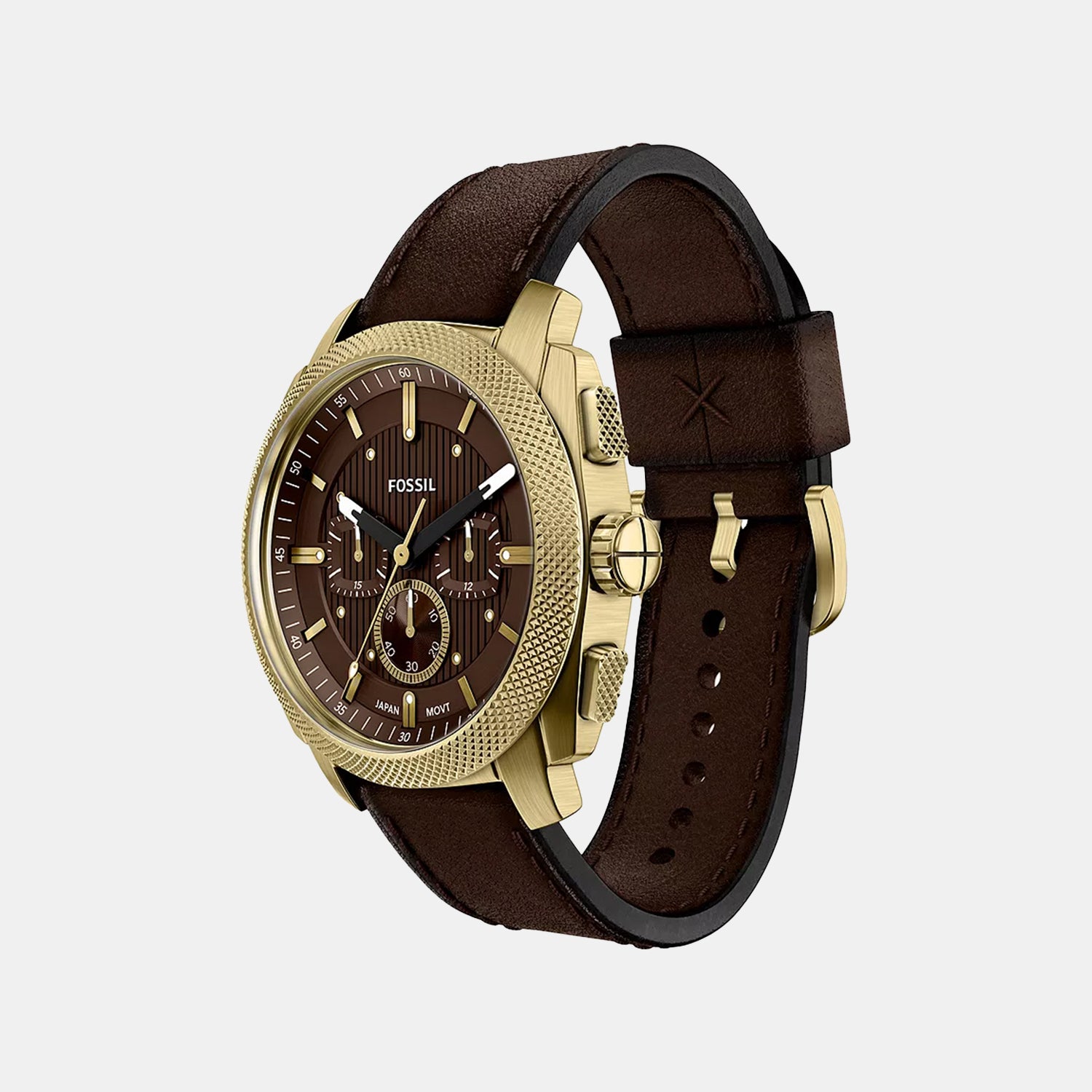 Machine Men Quartz Brown Dial Chronograph Leather Watch FS6188
