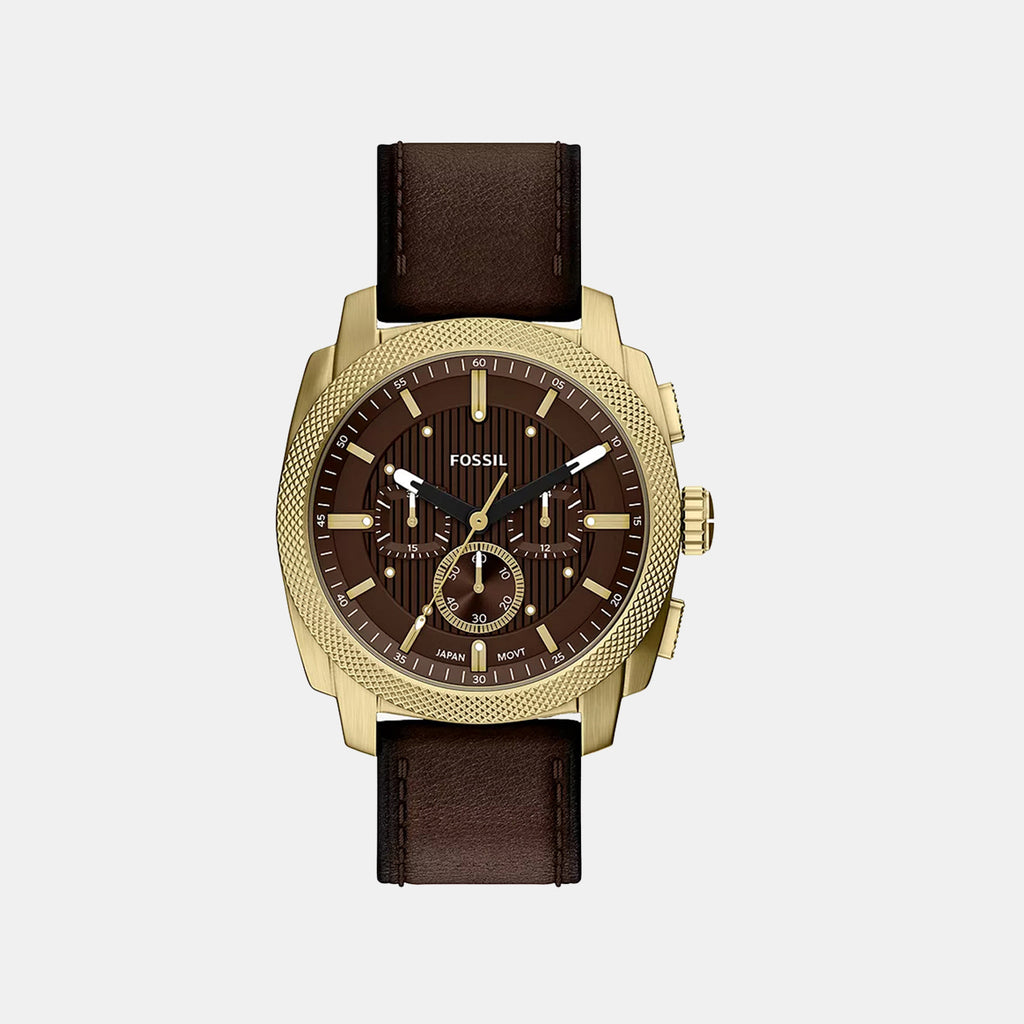 Machine Men Quartz Brown Dial Chronograph Leather Watch FS6188