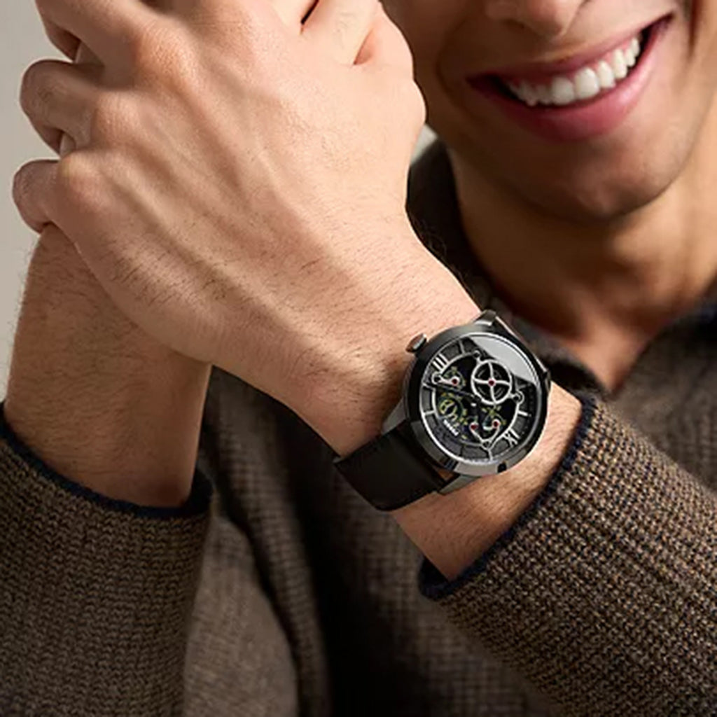 Townsman Men Quartz Black Dial Analog-digital Leather Watch FS6191