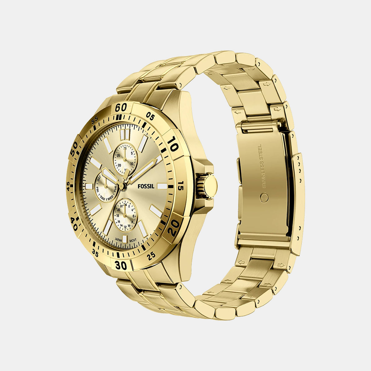 Garrett Men Quartz Gold Dial Multi-Function Stainless Steel Watch FS6194