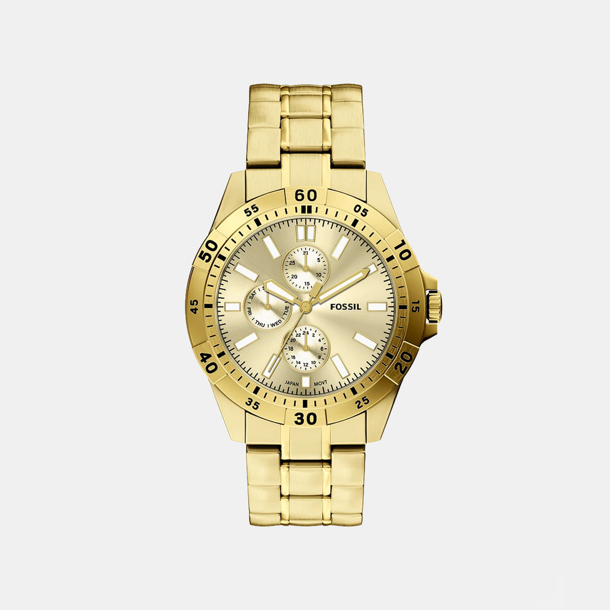 Garrett Men Quartz Gold Dial Multi-Function Stainless Steel Watch FS6194